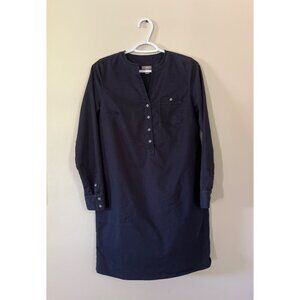 J. Jill Womens XSmall Dark Blue Stretch Dress Long Sleeve Quarter Button Up